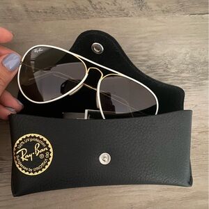 Retro White & Gold Aviator Ray Bans Sunglasses